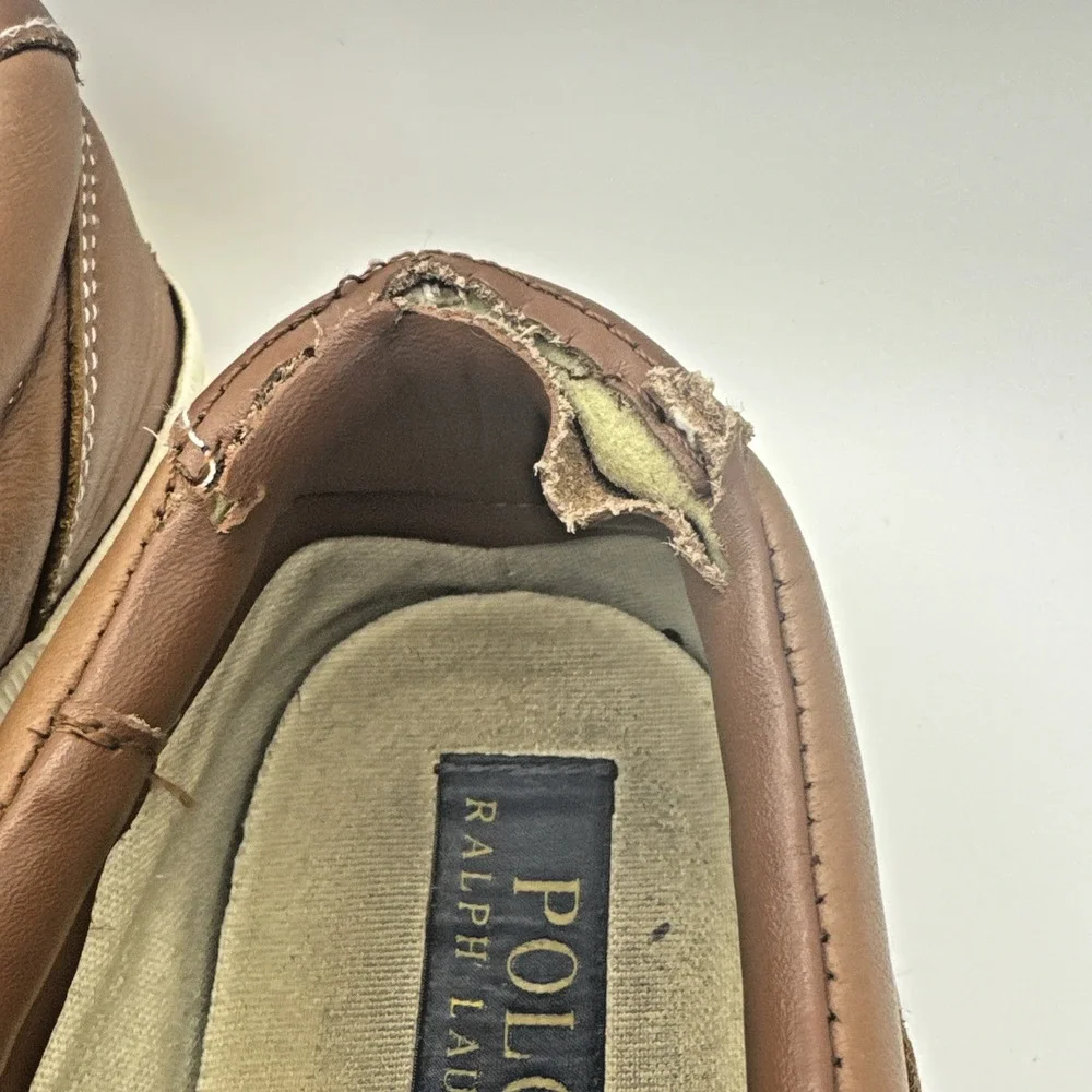 Polo Ralph Lauren VAUGHN Brown Leather Lace Casual Boat Shoes Men's Size US 14 D